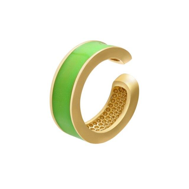 Single One Ear Cuff Neon Green Yellow Bright Fluorescent Jewelry Geometric Round U Clip On Earrings No Piercing Earcuff Aretes