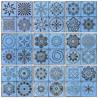 36 New PET Mandala Painting Stencils for DIY Stone Spray Art
