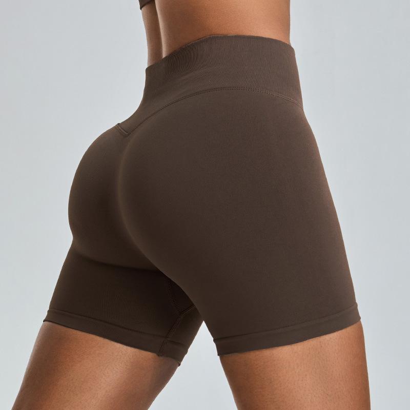 New Seamless Yoga Shorts For Women, High Waisted Peach Hip Lifting Fitness Pants, Outdoor Quick Drying Running Sports Shorts