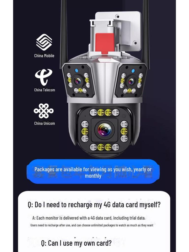 Three-Lens 360° Mobile Camera with Remote Monitoring & Intelligent Human-Shape Tracking