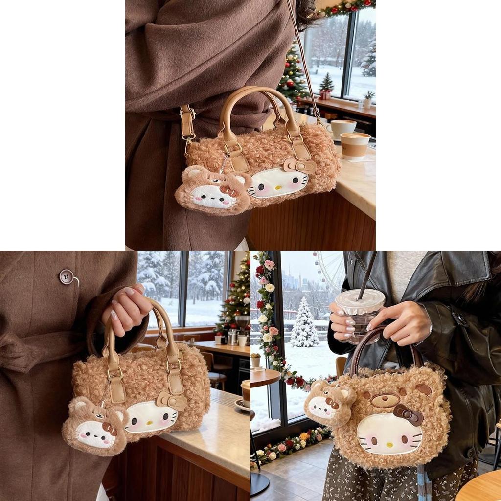 Plush Shoulder Bag With Cartoon Pattern For Casual Daily Use