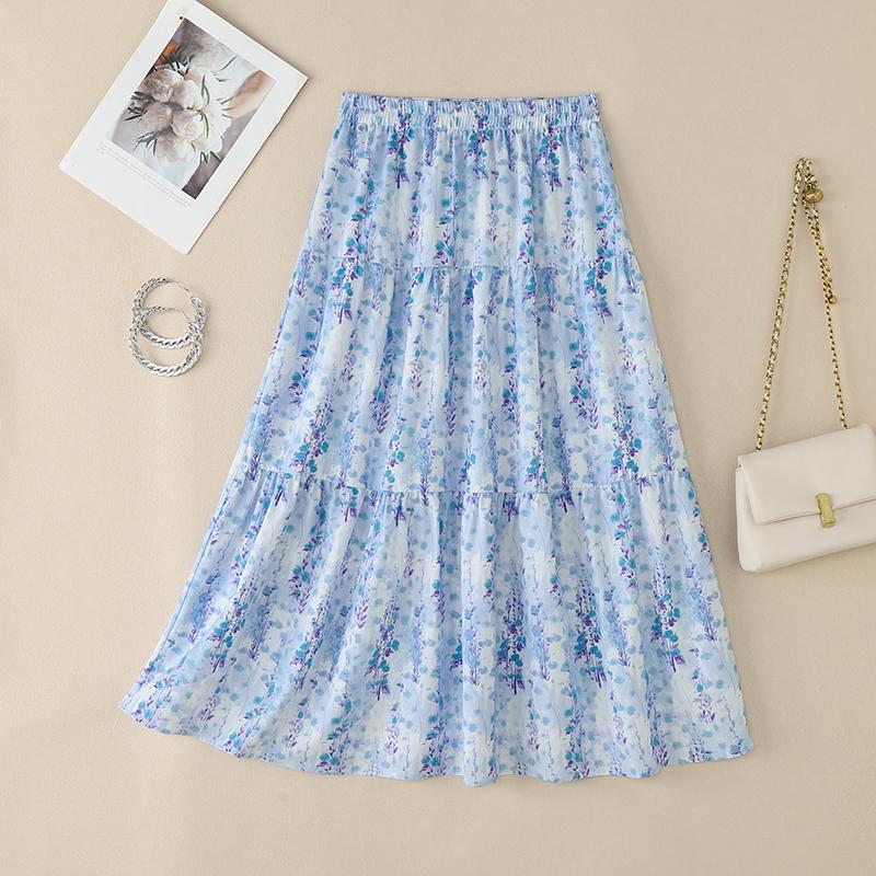 

ZANZEA Женские летние повседневные эластичные юбки свободного кроя с принтом 4XL синий