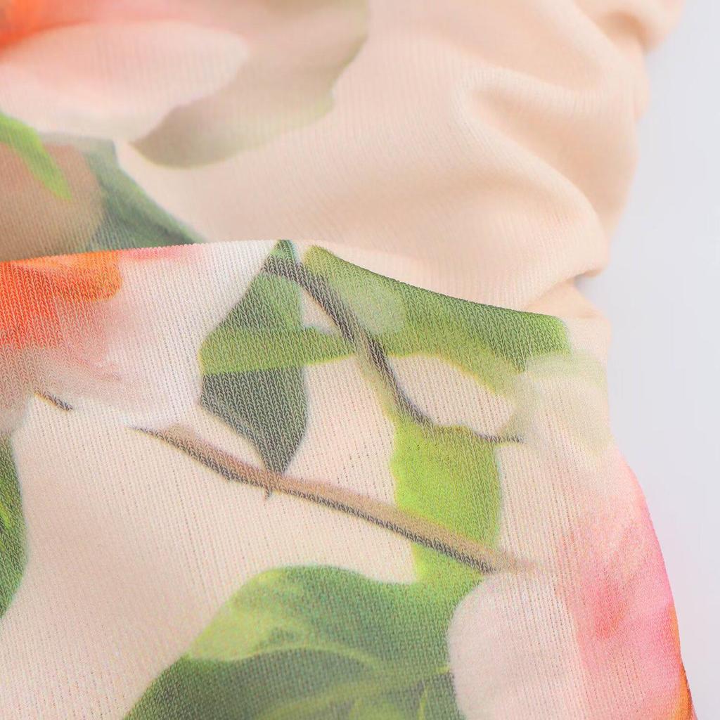 Spring 2025 Women's European & American Style Layered Slimming Printed Dress