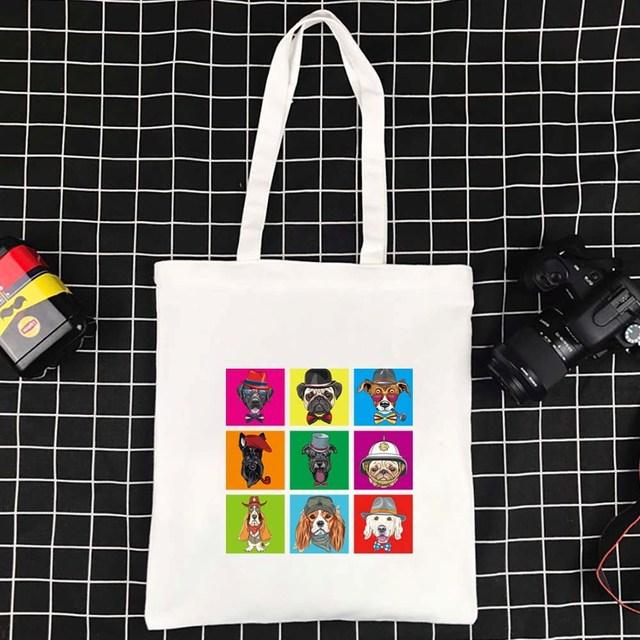 Wiederverwendbare Tragetaschen, faltbare Einkaufstasche, umweltfreundliche Handtaschen, neue große Einkaufstasche, Hundemuster, Damen-Einkaufstasche