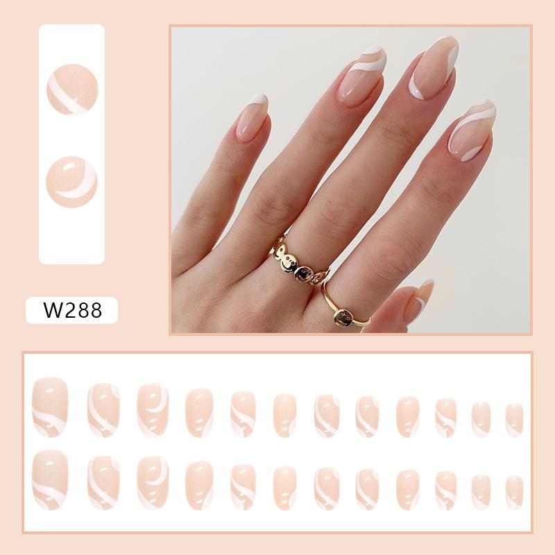 European And American Nail Art Pieces, Sweet And Cool Wind Nails, Matte Texture, Comic Style White, Long Ballet Wearing Nail