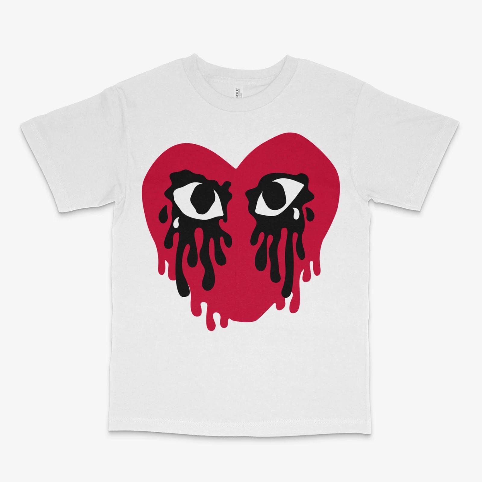 Crying Heart Bred 4s Drip White Tee M