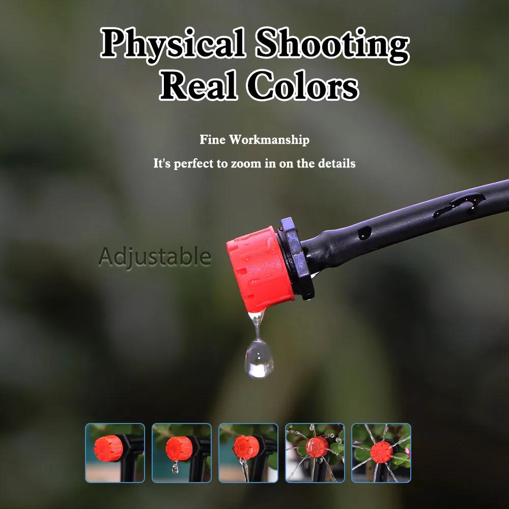 50-500 STÜCKE 1/4'' Widerhaken Rote Verstellbare Düsen Gartenbewässerung Bewässerung Sprinkler Waschbarer Emitter 0-80L/H für Hof Gewächshaus