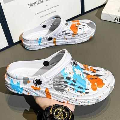 Men's Hole Shoes Large Size Bag Head Beach Shoes Outdoor One Shoe Two Sandals Outer Slippers Fashionable Breathable Sandals