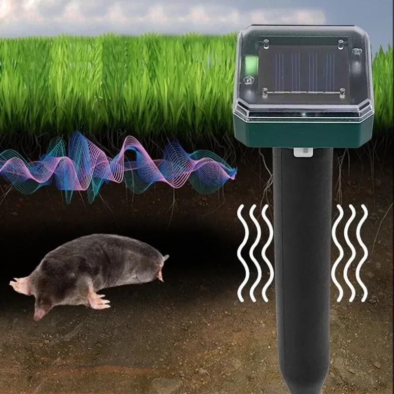 Solcelledrevet ultralyd, sonisk føflekk, skadedyr, gnageravstøtende, hage, utendørs lampe, bakgård, jordbruksland, mus,