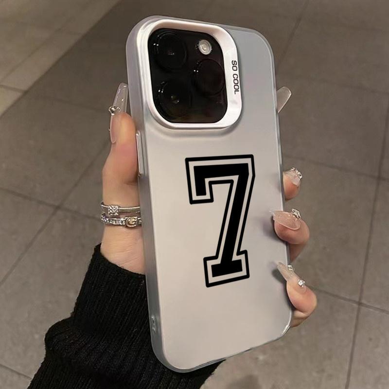 Phone Case For iPhone 16 15 14 Pro Max 11 12 13 Pro 7 8 Plus SE  X XS Lucky Numbers Football Electroplate Shockproof Cover