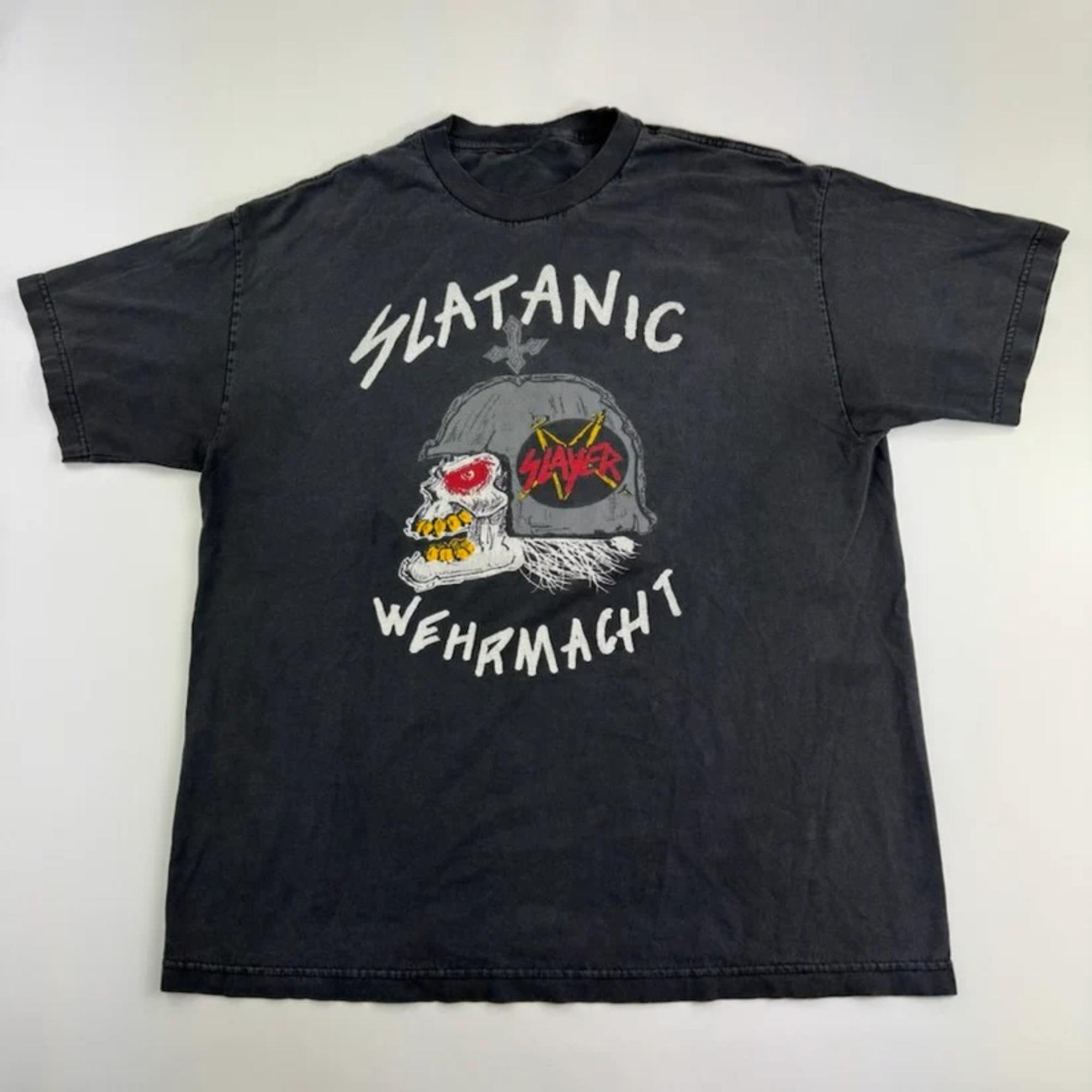 

25 Літня Вінтажна Футболка Slayer 2000-х Slaytanic Wehrmacht Чоловіча Футболка з Коротким Рукавом Гоночна Футболка Чоловіча Оверсайз Важка Бавовняна Футболка S