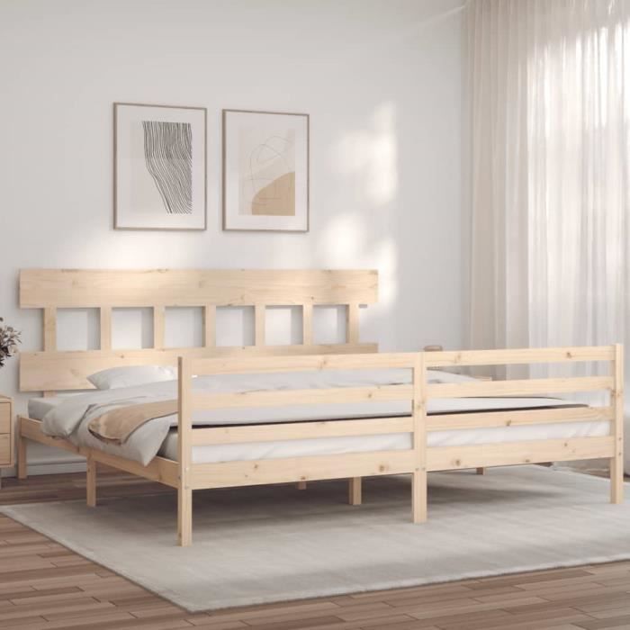 VidaXL Cadre de lit avec tête de lit 200x200 cm bois massif 3195176