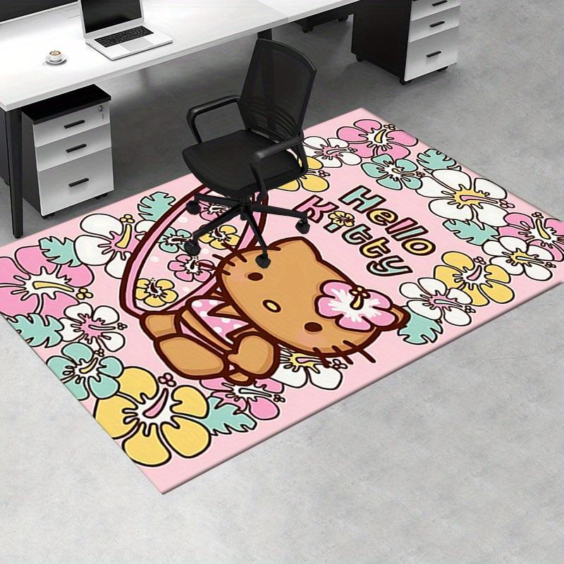 Office Rug Hello Kitty, Floral Anti-Slip Rug, Machine Washable for Living Room, Bedroom, Office, Multiple Sizes, Bedroom Mat, Decorative Mat, Durable