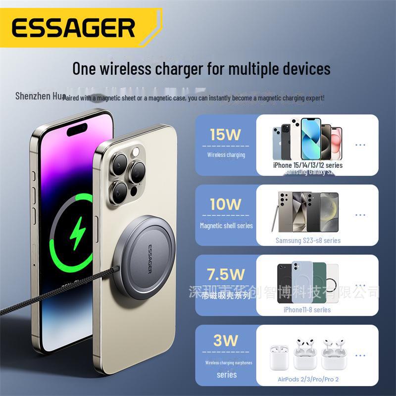 Essager Ai Shang Qi2 15W Magnetic Wireless Charger for Apple Phones, Earphones & Watch