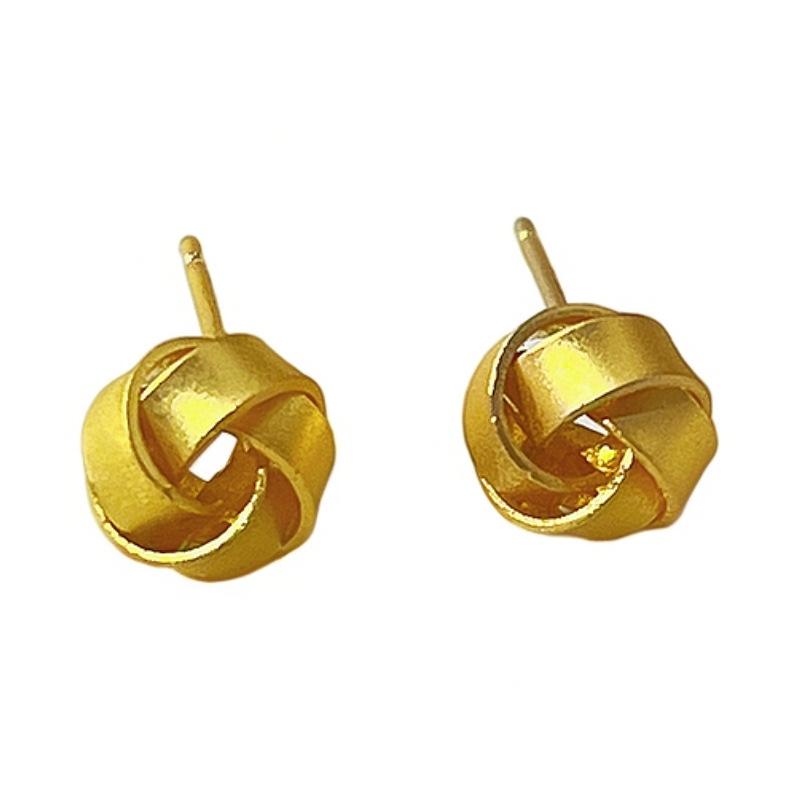 Twisted Gold Knot Stud Earrings - Small, Elegant, Versatile Design