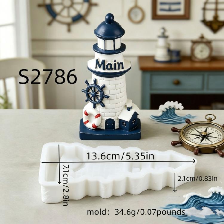 Creative 3D Lighthouse Silicone Molds Easy Demolding For Making Candle Concrete Ornament Gypsum Sculpture Resin Casting