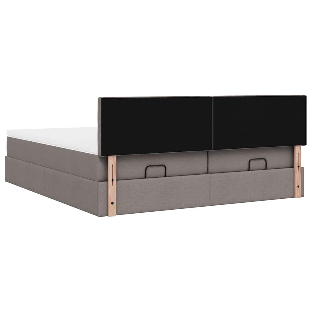 Ottoman Bed with Mattresses & LEDs Taupe 160x200 cm Fabric