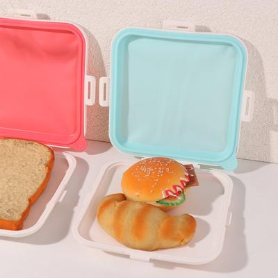 Portable Sandwich Storage Box Reusable Silicone Sandwich Holder Household Large Capacity Lunch Food Container Outdoor Picnics