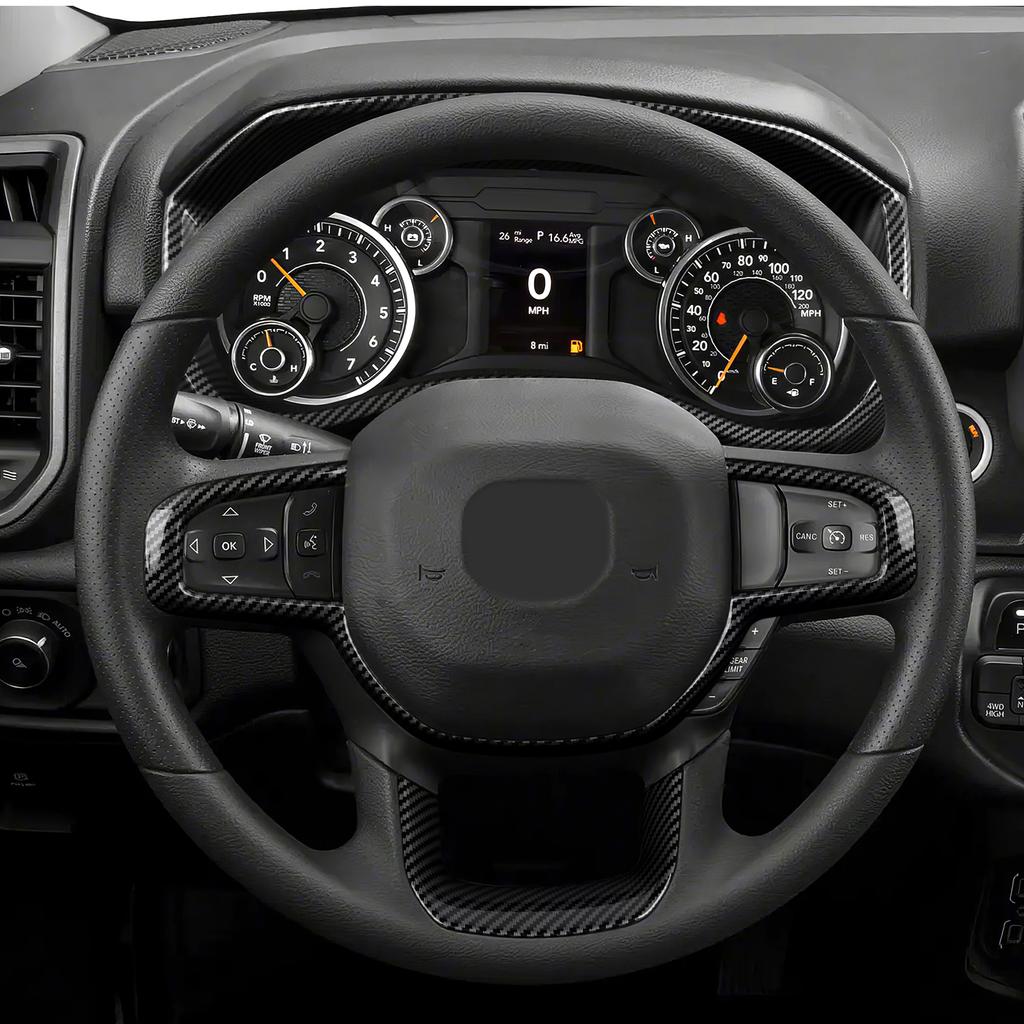 MOB2 For Dodge RAM 1500 2500 3500 2019-2026 Car Dashboard Frame Panel Carbon Fiber Interior Sticker ABS Trim Accessories