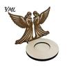 Stable Wooden Base Candle Holder, Praying Angel Tabletop Tealight Stand, Religious Poplar Plywood Ornaments Decorative Candlestick for Mantel, Dining