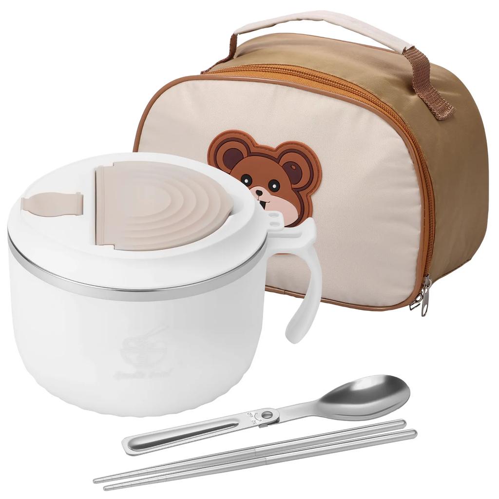 Zestaw miski do ramenu 1600ml Mikrofalowy pojemnik na lunch z łyżką Wielofunkcyjne miski do gotowania ramenu Bento do domu biura akademika
