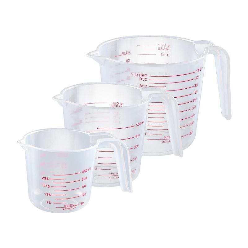 Food Grade Thickened Plastic Measuring Cup with Handle and Transparent Scale - Ideal for Baking and Cold Water (ml measurement)