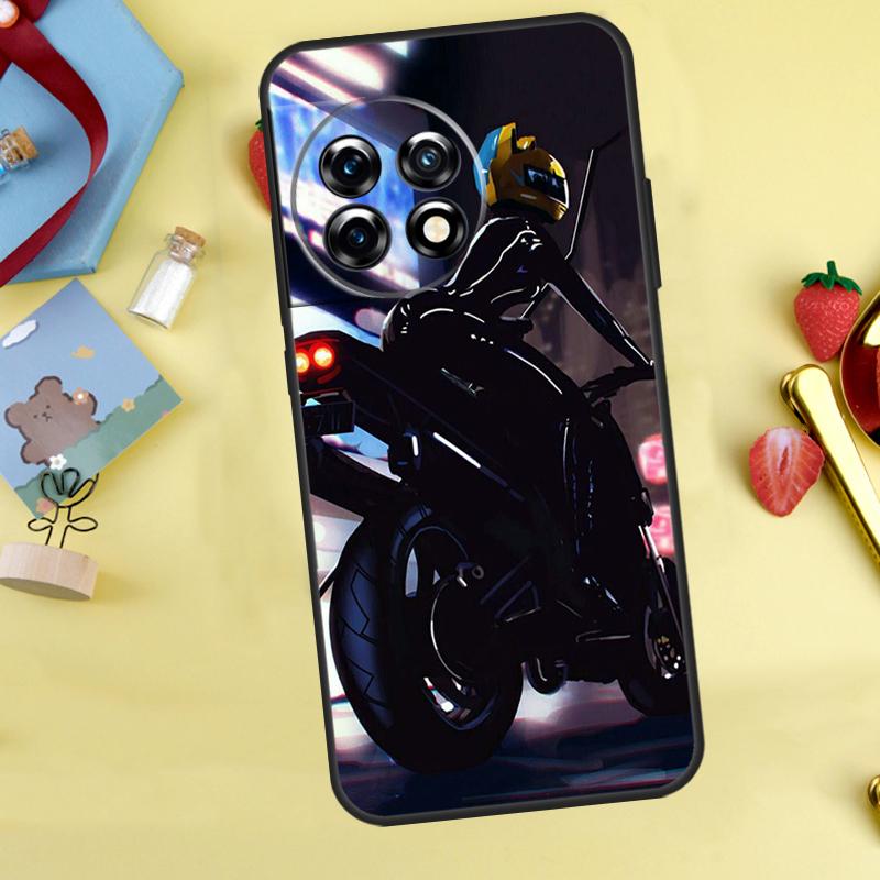 Motorcycle Girl Anime Case For OnePlus 13R 12R 13T 15 13 12 11 10 9 10R 10T 8T Nord 5 CE 4 2 3 Lite N20 N30 Cover