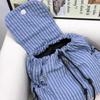 Korean Blue Plaid Canvas Backpack Women's 2025 New Large-capacity Drawstring Backpack College Style Commuter Schoolbag