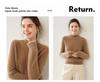 Women's Cashmere Half-High Collar Solid Color Pullover Sweater for Autumn/Winter - Loose, Thickened, Knit Base Layer