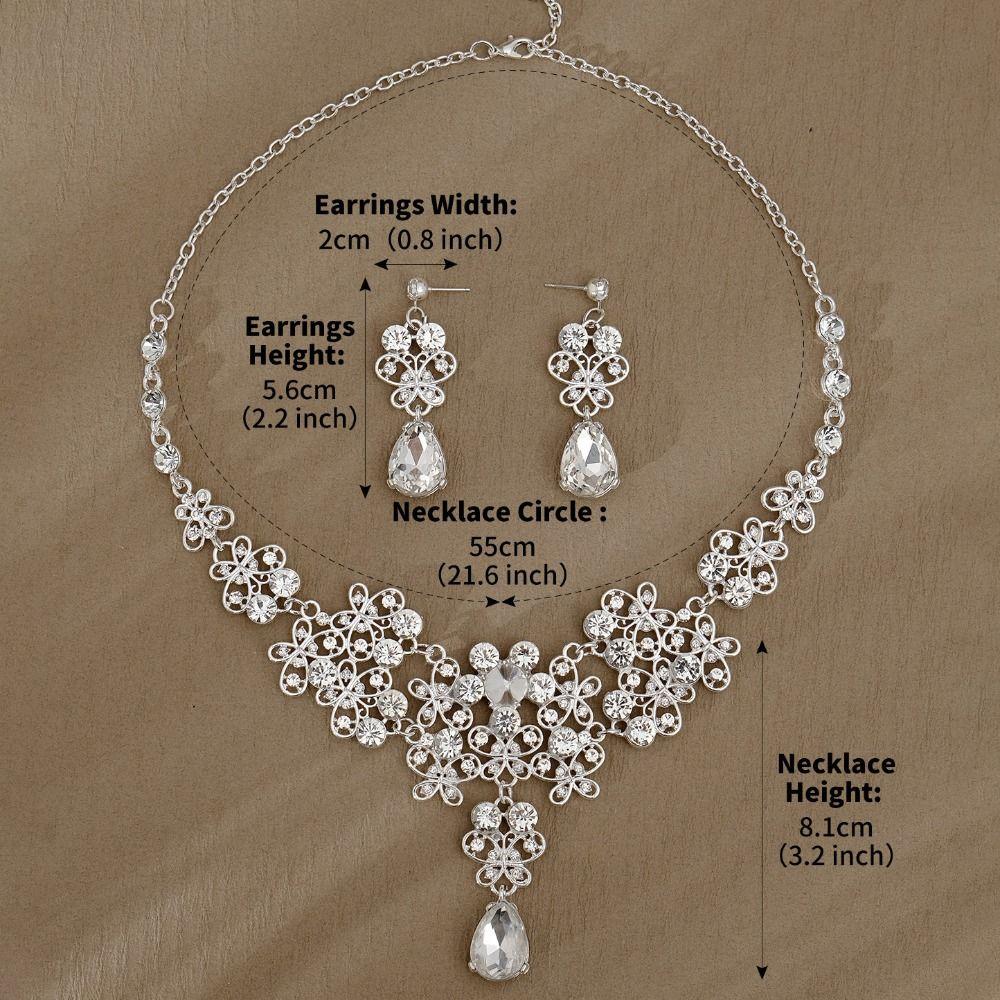 Crystal Earrings Necklace Set Exaggerate Women's Jewelry Fashion Rhinestone Jewelry Set Party