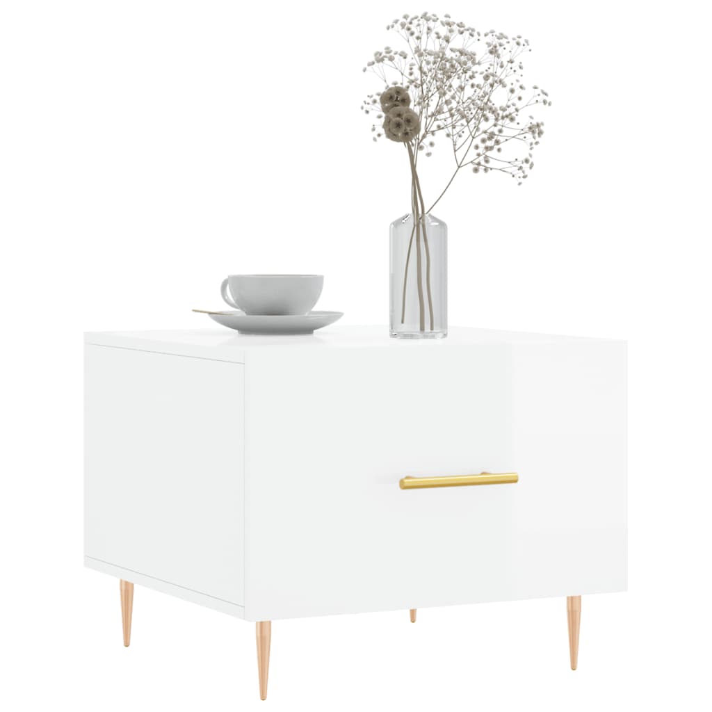 Coffee Tables 2 pcs High Gloss White 50x50x40 cm Particleboard