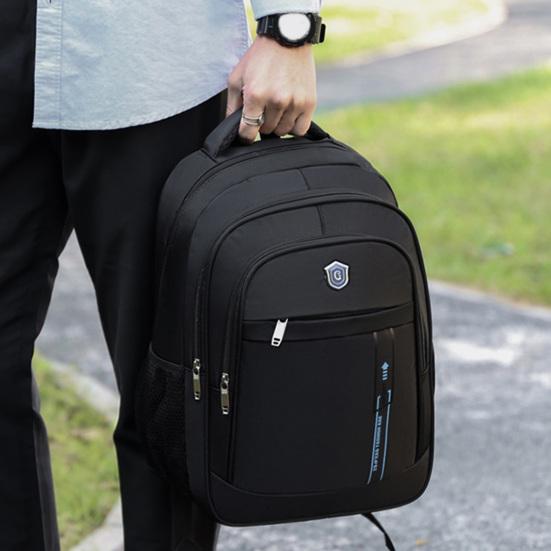 Men Backpack Large Capacity Waterproof Zipper Closure Good Load-bearing Adjustable Strap Oxford