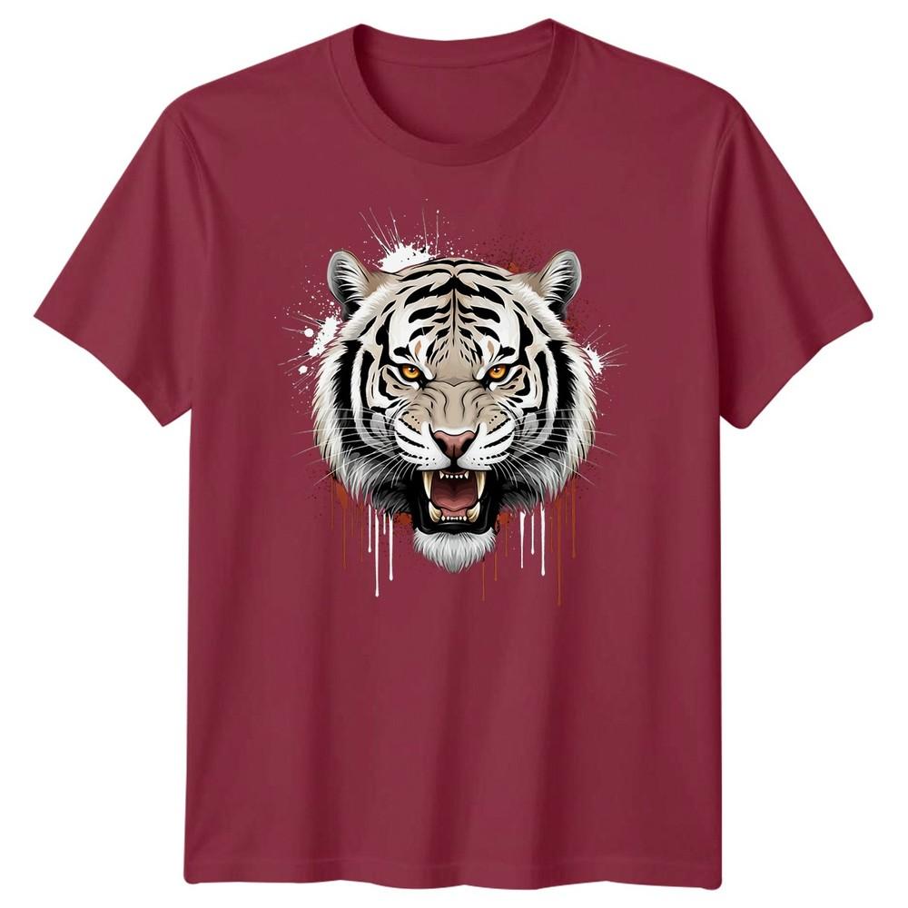 White Tiger Head Big Cats Animals Unisexs Tshirt Roaring Graphic Tee