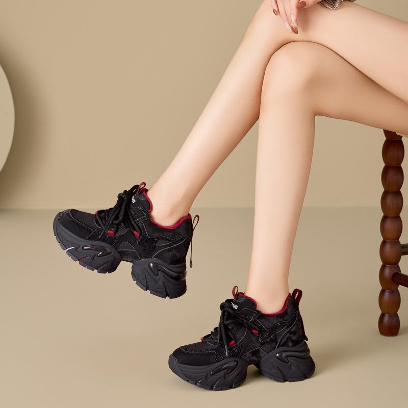 

Thick-soled rhinestone dad shoes sneakers breathable mesh shoes small height-increasing shoes 40