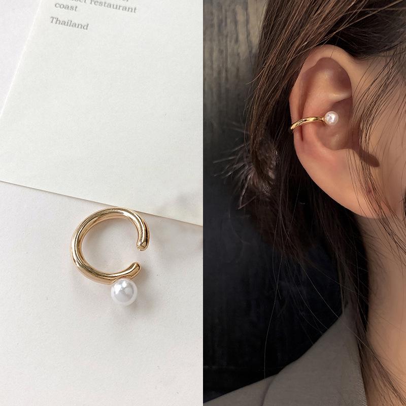 

Жемчужная серьга-кафф с цирконом - Ретро стиль Гонконга, Не требует пирсинга