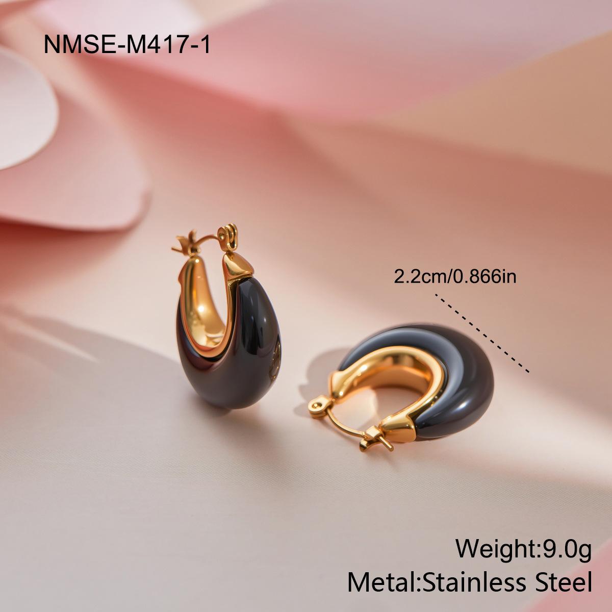 GEMCHIC Women s Circle Acrylic Resin Hoop Earrings Fashion Retro Light Luxury Stainless Steel Earrings