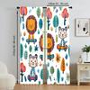 2 Pcs, Versatile Polyester Transparent Curtains for Home Decoration Cute Little Lion And Tiger Cartoon for Use In Bedrooms and