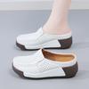 Ladies Platform Loafers Casual Elegant Leather Sandals Clog Slippers Backless Mules Women Thick Sole Height Increase Shake Shoe