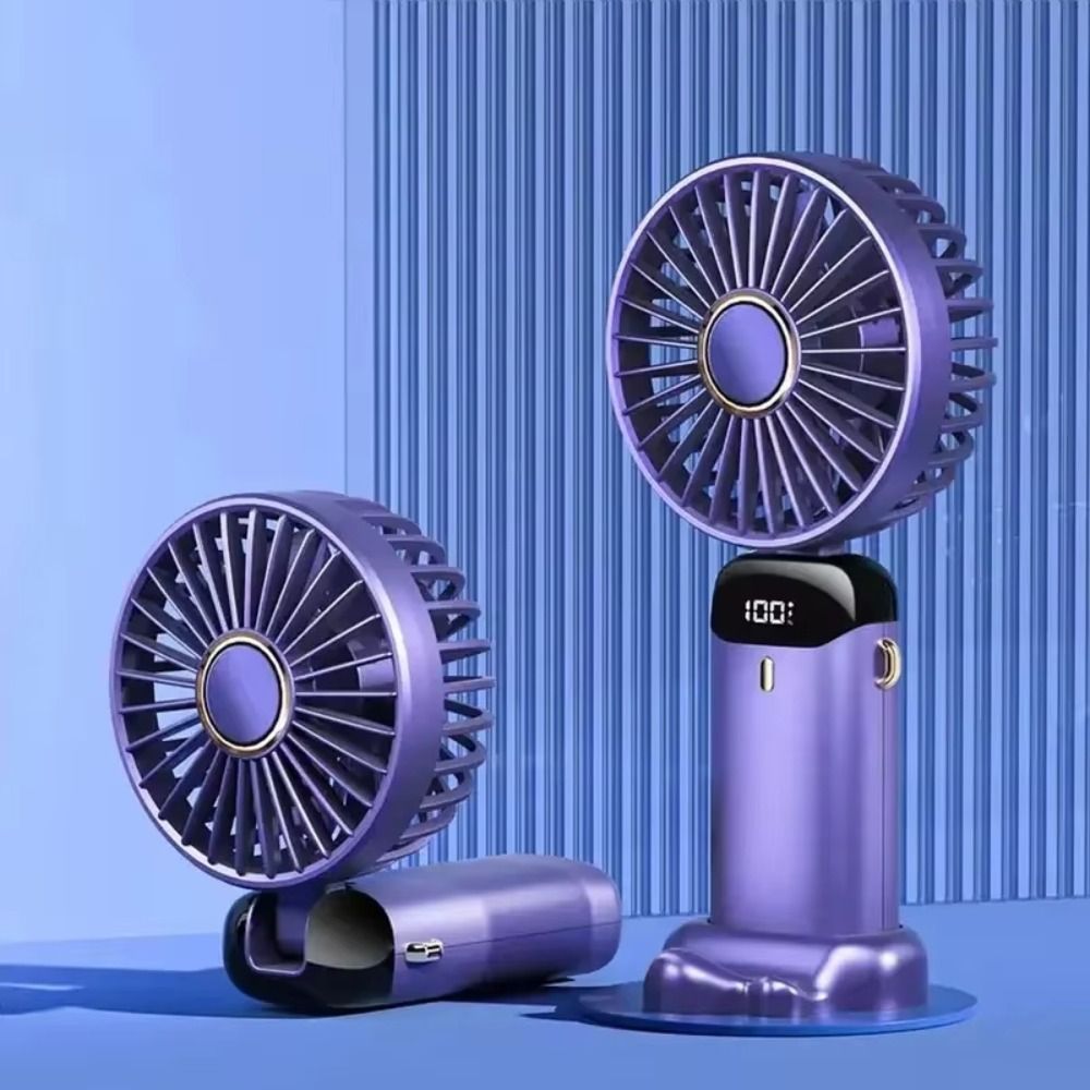 LED Digital Display Portable Handheld Fan 5 Speed Wind Personal Fan Folding Fan  Aromatherapy Use
