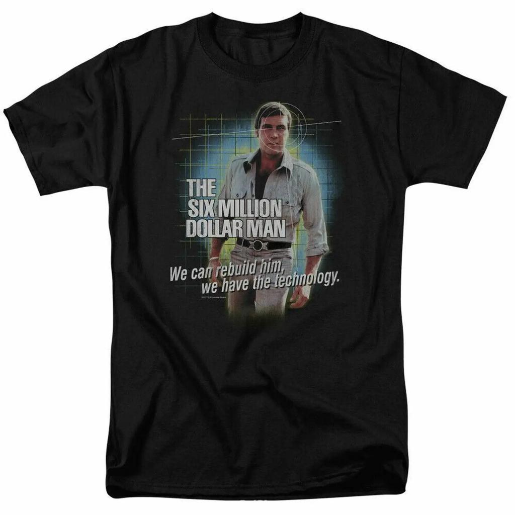 The Six Million Dollar Unisex Technology T Shirt Men L Licensed Classic TV Black Vintage Men Top For Everyday Wear