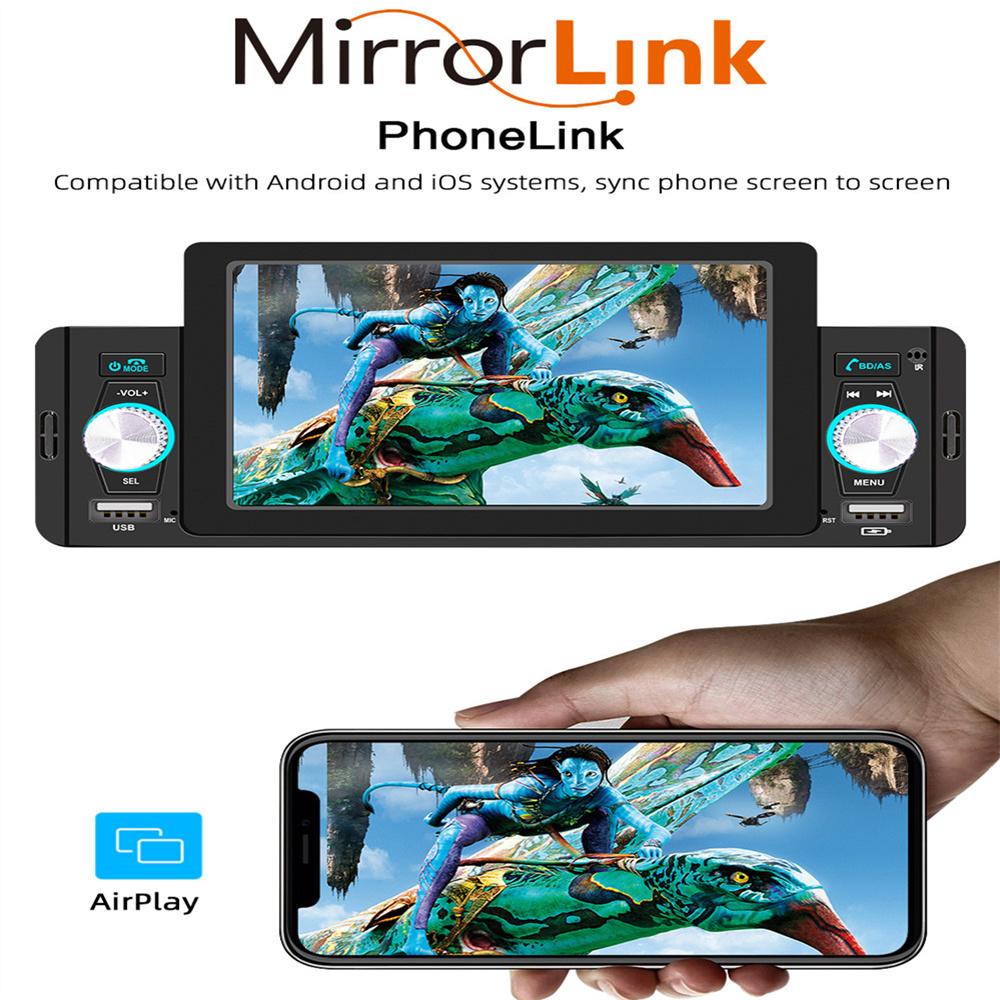 1 DIN 5 Inch Car Stereo Radio MP5 Player Compatible with Carplay & Android Auto