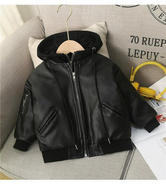 Kinder Baumwollgepolsterte Kunstlederjacke, Herbst/Winter 2025, Kleinkind Zweiteiler-Stil für Jungen und Mädchen.