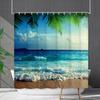 Shower Curtain Waterproof And Mildew-Proof Coconut Tree Beach Beach Bathroom Shower Curtain Shower Curtain Partition Curtain Free Punching
