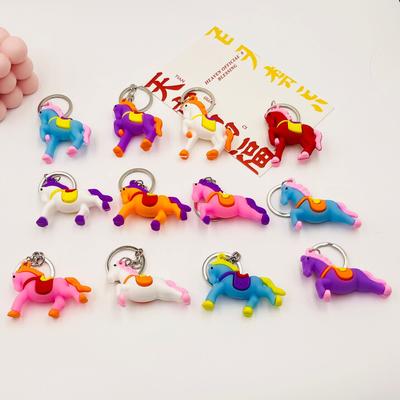 6/12Pcs Zodiac Horse Keychain Blind Box Cartoon Mascot Pony Keyring Backpack Pendant Surprise Box  Year Party Gift