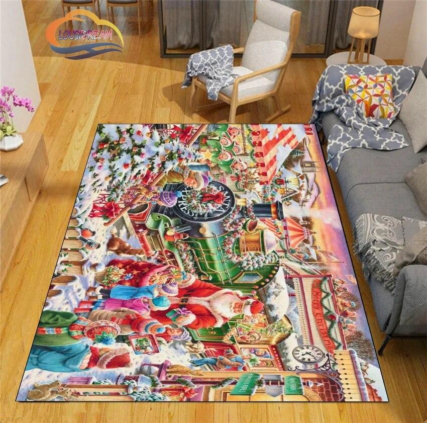 3D Printed Christmas Floor Mats Carpet  Santa  Fashion Bedroom Mat Living Room Office Children  Home Decor
