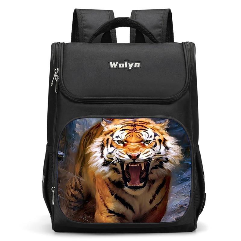Stylish And Durable Tiger Backpack For Elementary School Kids Unisex High Capacity