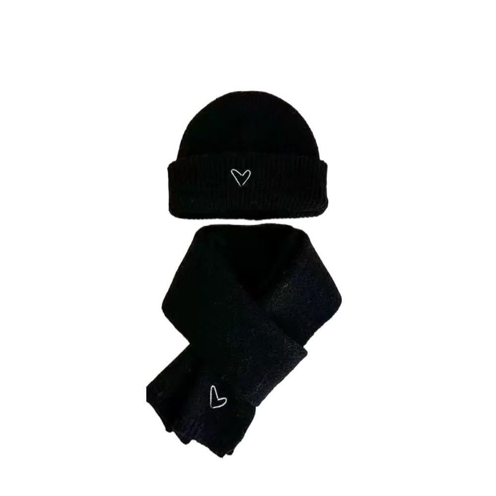 Solid Color Crochet Warm Beanie Cap Thickened Winter Pullover Cap Neck Cover Neck Warmer Set  Ski
