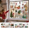 Scratch Resistant Stickers for Walls 2Pcs Christmas Static Window Cling Stickers, PVC Removable Snowman Penguin Moisture Proof Kitchen Bell