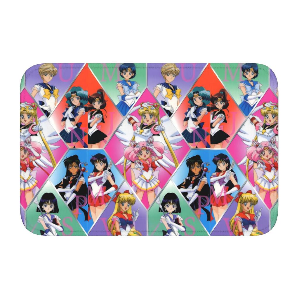 Sailors Moons Cute Cartoon Doormat Anti-Slip Entrance Welcome Kitchen Bathroom Floor Door Mat Toilet Living Room Carpet Rug