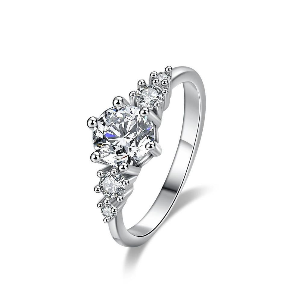 1 Carat Moissanite Classic Six-Claw S925 Silver Ring for Women